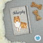 Preview: Designbeispiel der Impfpasshülle beige meliert für die Hunderasse Langhaarcollie sable